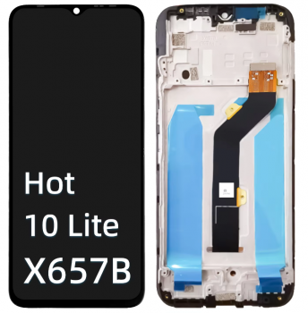 Дисплей (Экран) Infinix Hot 10 Lite X657B, Smart 5 X657, X657C с тачскрином (сенсором) черный с рамкой Оригинал