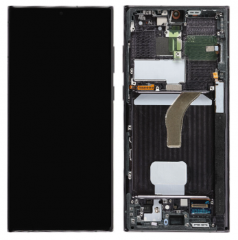 Дисплей (Экран) Samsung S918 (SM-S918B, SM-S918B/DS) Galaxy S23 Ultra с тачскрином (сенсором) черный с рамкой Оригинал