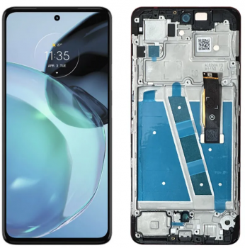 Дисплей (Экран) Motorola XT2255, XT2255-1 Moto G72 с тачскрином (сенсором) черный с рамкой Оригинал