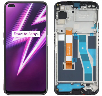 Дисплей (Экран) Realme 6 Pro RMX2061 с тачскрином (сенсором) черный с рамкой Оригинал