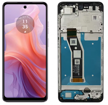 Дисплей (Экран) Motorola XT2421, XT2421-13 Moto E14 с тачскрином (сенсором) черный с рамкой Оригинал