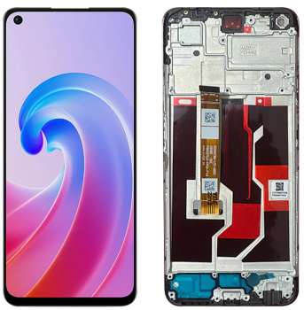 Дисплей (Экран) Oppo A96 CPH2333 с тачскрином (сенсором) черный с рамкой Оригинал
