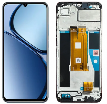 Дисплей (Экран) Realme Note 60, Note 60x RMX3933 с тачскрином (сенсором) черный с рамкой Оригинал