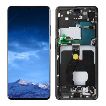 Дисплей (Экран) Samsung G998 (SM-G998B, SM-G998B/DS) Galaxy S21 Ultra с тачскрином (сенсором) черный с рамкой OLED
