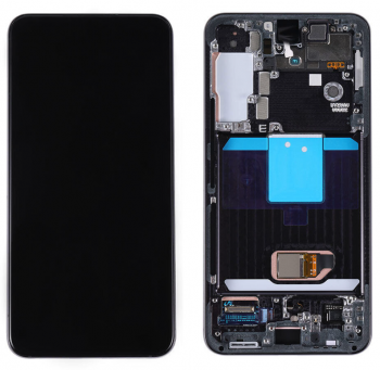 Дисплей (Экран) Samsung S901 (SM-S901B, SM-S901B/DS) Galaxy S22 5G с тачскрином (сенсором) черный с рамкой Оригинал