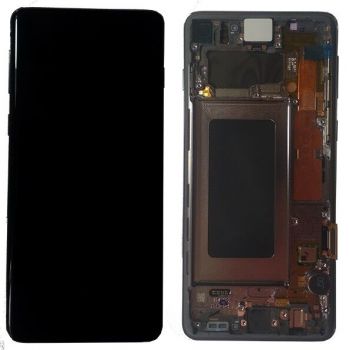 Дисплей (Экран) Samsung G973 (SM-G973F, SM-G973F/DS) Galaxy S10 с тачскрином (сенсором) черный с рамкой Оригинал
