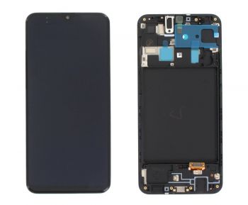 Дисплей (Экран) Samsung A205 (SM-A205F) Galaxy A20 2019 с тачскрином (сенсором) черный с рамкой Оригинал