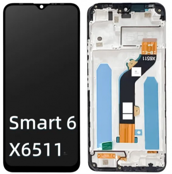 Дисплей (Экран) Infinix Smart 6 X6511, X6511B, X6511E с тачскрином (сенсором) черный с рамкой